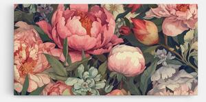 Tablou Canvas, 40x80cm, Dormitor si Living, Flori, Bujori, Pretty Artistic Peony