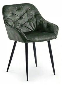Scaun tapitat K418, verde/negru, stofa clasica/metal, 56x65x81 cm