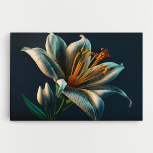Tablou Canvas, 20x30cm, Dormitor si Living, Flori, Crini, Blue Grey Lily