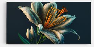 Tablou Canvas, 100x200cm, Dormitor si Living, Flori, Crini, Blue Grey Lily