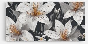 Tablou Canvas, 100x200cm, Dormitor si Living, Flori, Crini, White Grey Lily