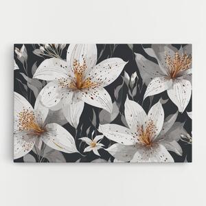 Tablou Canvas, 20x30cm, Dormitor si Living, Flori, Crini, White Grey Lily