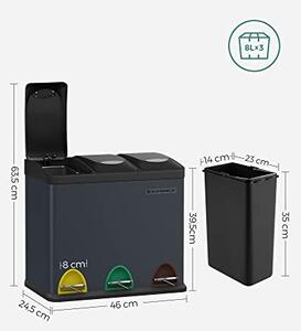 Cos de gunoi, Songmics, Gri, 46.5x29.5x40.5 cm