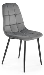 Scaun tapitat K417, gri/negru, stofa catifelata/metal, 46x56x87 cm