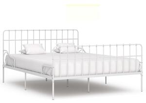 Cadru de pat cu bază din șipci, alb, 180 x 200 cm, metal