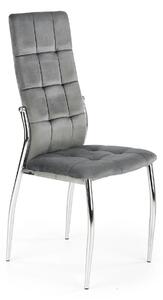 Scaun tapitat K416, gri/argintiu, stofa catifelata/metal, 43x54x101 cm