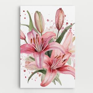 Tablou Canvas, 40x60cm, Dormitor si Living, Flori, Crini, Beautiful Pink Lily