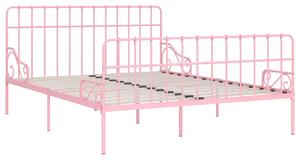 Cadru de pat cu bază din șipci, roz, 180 x 200 cm, metal