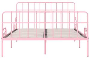 Cadru de pat cu bază din șipci, roz, 160 x 200 cm, metal