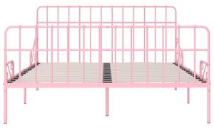 Cadru de pat cu bază din șipci, roz, 180 x 200 cm, metal