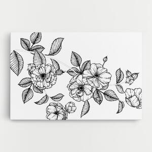 Tablou Canvas, 20x30cm, Dormitor si Living, Flori, Flori desenate, Roses Black Line