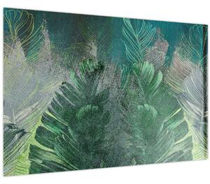 Tablou - Textura de beton cu frunze (90x60 cm)