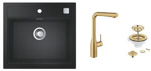Set baterie bucătărie Grohe Essence 30270GN0, chiuvetă din granit Grohe K700 31651AP0, 40400GN0