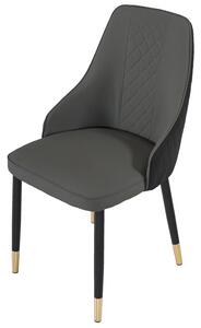 Scaun Modena, DENVER, piele ecologica neagra cu gri, picioare metalice negre, 51x59x90 cm