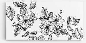 Tablou Canvas, 100x200cm, Dormitor si Living, Flori, Flori desenate, Roses Black Line