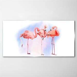 Tablou sticla animale păsări flamingo