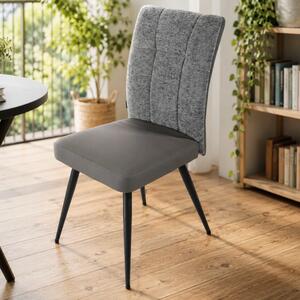 Scaun Tivoli, DENVER, piele ecologica antracit si stofa gri, picioare metalice negre, 46x56x92 cm
