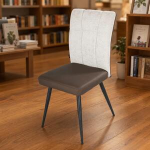 Scaun Tivoli, DENVER, piele ecologica maro si stofa bej, picioare metalice negre, 46x56x92 cm