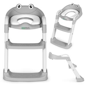 Scaun de toaletă pentru copii ECOTOYS gri cu trepte și scară