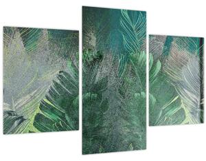 Tablou - Textura de beton cu frunze (90x60 cm)