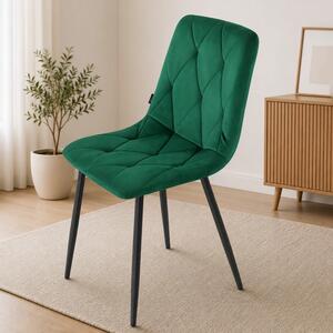 Scaun Kobe, DENVER, catifea verde, picioare metalice negre, 43x55x84 cm