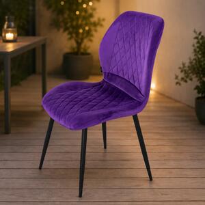 Scaun Goteborg, DENVER, catifea mov, picioare metalice negre, 48x58x86 cm