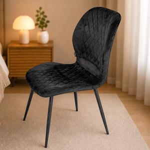 Scaun Goteborg, DENVER, catifea neagra, picioare metalice negre, 48x58x86 cm