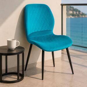 Scaun Goteborg, DENVER, catifea turcoaz, picioare metalice negre, 48x58x86 cm