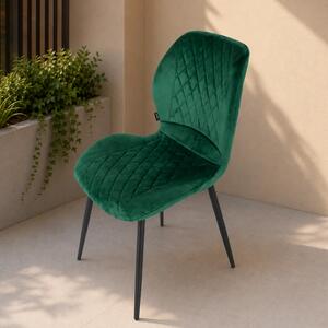 Scaun Goteborg, DENVER, catifea verde, picioare metalice negre, 48x58x86 cm