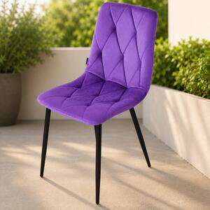 Scaun Kobe, DENVER, catifea mov, picioare metalice negre, 43x55x84 cm