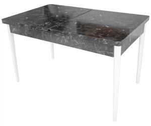 Masa extensibila Napoli, DENVER, marmura neagra, picioare albe, 130x80x76 cm