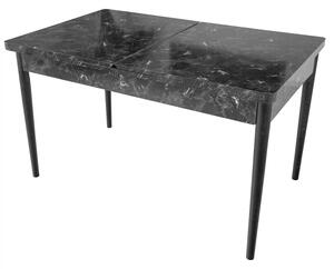 Masa extensibila Napoli, DENVER, marmura neagra, picioare negre, 130x80x76 cm