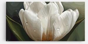 Tablou Canvas, 100x200cm, Dormitor si Living, Flori, Lalele, Pretty White Tulip