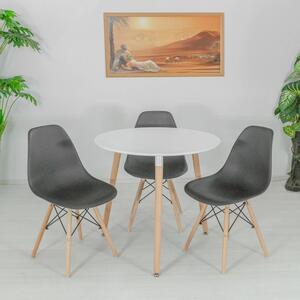 Set masa Salzburg alba cu 3 scaune Malmo negru, DENVER, blat MDF alb, forma rotunda, 80x74 cm
