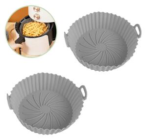 Tava de Copt din Silicon Koken, Rezistenta la Temperaturi Inalte, Friteuza/Cuptor/Microunde, Reutilizabila, Gri - Set 2 Tave 13 x 17 cm