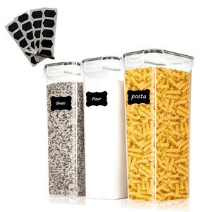 Recipiente etanse de depozitare Koken, plastic fara BPA, Set 3 Caserole, Transparent/Negru - Set 3 recipiente 0.8L