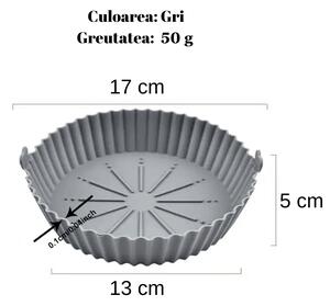 Tava de Copt din Silicon Koken, Rezistenta la Temperaturi Inalte, Friteuza/Cuptor/Microunde, Reutilizabila, Gri - 1 Tava 13 x17 cm