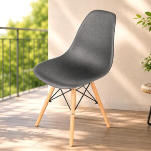 Scaun Malmo, DENVER, sezut tip scoica gri, picioare lemn, 46x54x80 cm