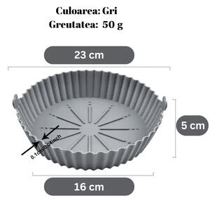 Tava de Copt din Silicon Koken, Rezistenta la Temperaturi Inalte, Friteuza/Cuptor/Microunde, Reutilizabila, Gri - 1 Tavǎ 16 x 23 cm