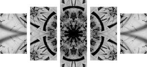 Tablou 5-piese abstract Mandala în design alb-negru
