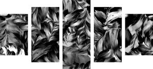 Tablou 5-piese retro mutări de flori în design alb-negru