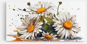 Tablou Canvas, 100x200cm, Dormitor si Living, Flori, Margarete, White Beautiful Daisy