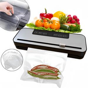Aparat Profesional de Vidat si Sigilat alimente Koken, Functionare cu o singura atingere, Timp de etansare 10-15 s, bara de lipire 30 cm, Negru/Gri - Aparat de vidat + 20 Pungi