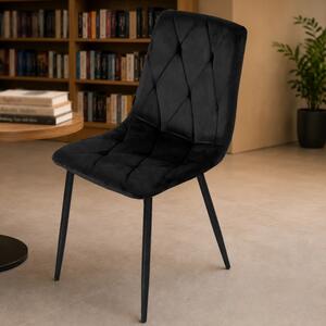 Scaun Kobe, DENVER, catifea neagra, picioare metalice negre, 43x55x84 cm