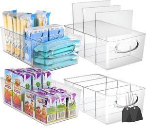 Cutie de depozitare Koken cu divizoare detașabile, pentru frigider, birou, bucatarie, transparenta si usor de curatat, 31,6 x 23,7 x 9,7 cm