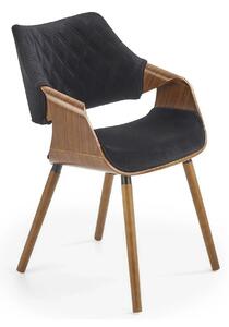 Scaun modern dining K396, negru/nuc, stofa catifelata/placaj, 56x55x77