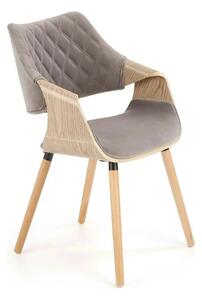 Scaun modern dining K396, stejar/gri, stofa catifelata/placaj, 56x55x7