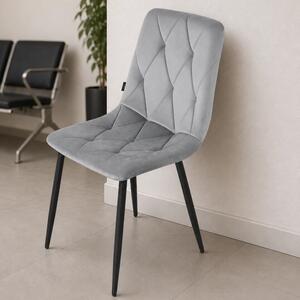 Scaun Kobe, DENVER, catifea gri, picioare metalice negre, 43x55x84 cm