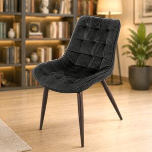 Scaun Osaka, DENVER, catifea neagra, picioare metalice negre