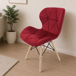 Scaun Oslo, DENVER, catifea bordo, picioare lemn, 48x39x74 cm